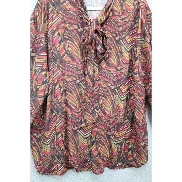 Vanessa Williams Silky Button Up Blouse-Size 3X-Tie Front-New without Tags - Picture 2 of 11